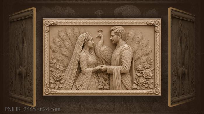Wedding couple with majestic peacock 3d STL model