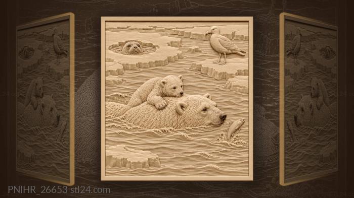Arctic mother and curious seal 3d STL model