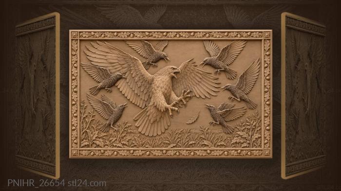 Hawk harassed by starling swarm 3d STL model