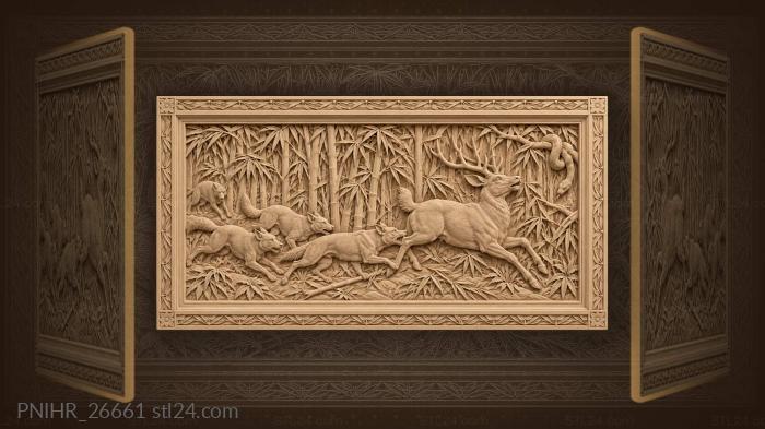 Dholes hunting sambar deer bamboo forest 3d STL model