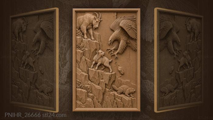 Eagle hunts young mountain goat 3d STL model