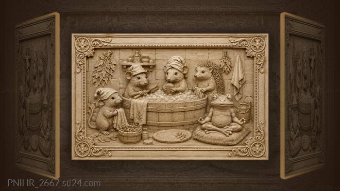 Bathhouse animals playful steam relaxation 3d STL model