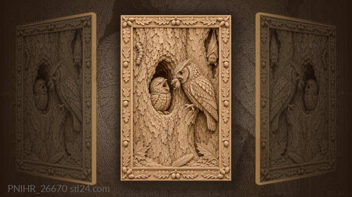 Owl family forest delivery 3d STL model
