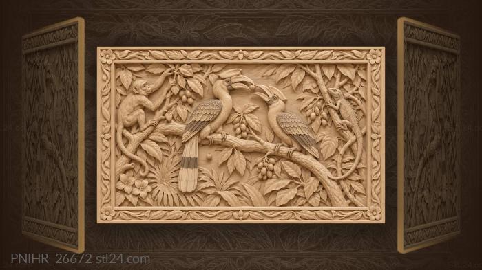 Hornbills sharing sweet treetop bounty 3d STL model