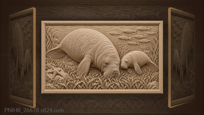 Gentle manatees and seagrass meadow 3d STL model