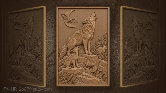 Coyote howl moon night wildlife 3d STL model