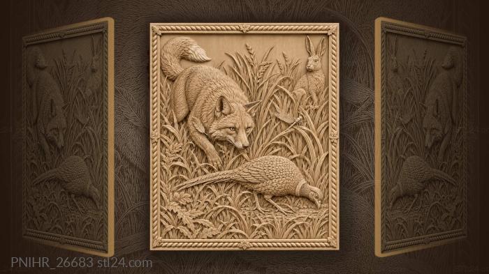 Stalking a pheasant while a hare watches 3d STL model