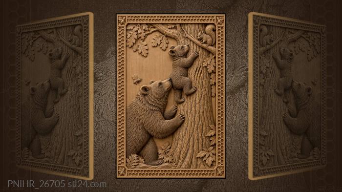 Mother pushing her cub up a tree 3d STL model