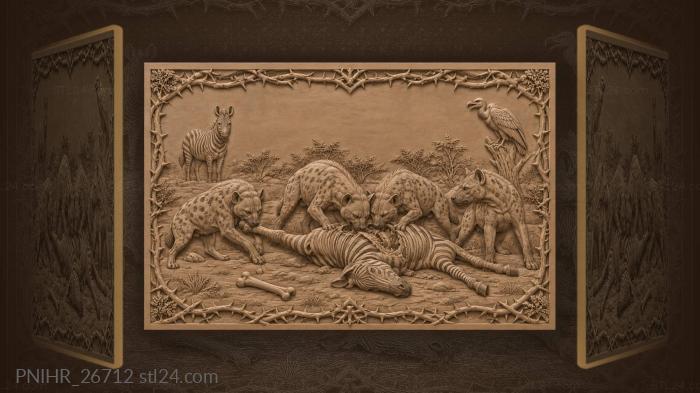 Hyenas with zebra prey struggle 3d STL model