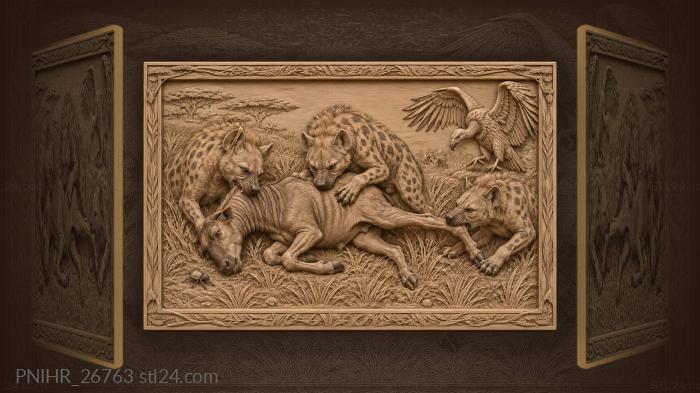Hyena attack on wildebeest calf 3d STL model