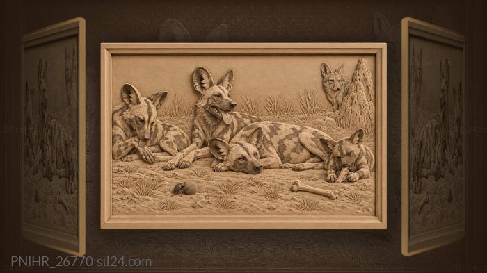 African dogs rest after successful hunt 3d STL model