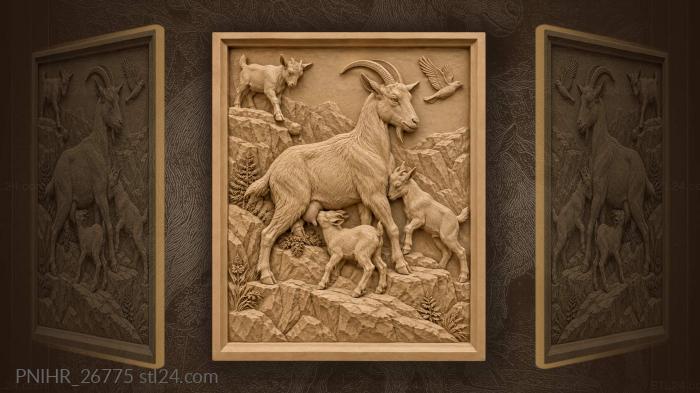 Mother goat with playful kids 3d STL model
