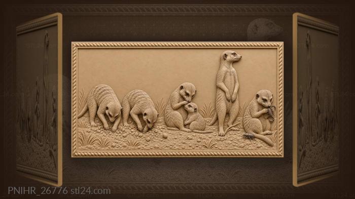 Meerkats at sunset desert life 3d STL model
