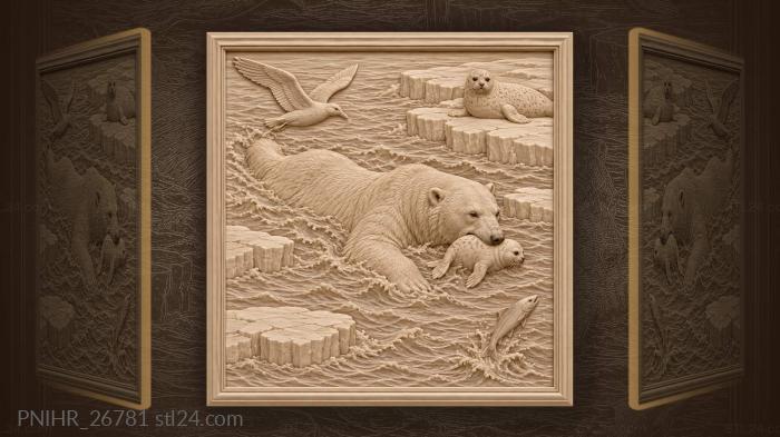 Arctic predator and playful seal 3d STL model