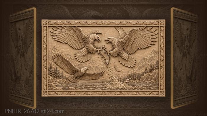 Fish falls between battling eagles 3d STL model