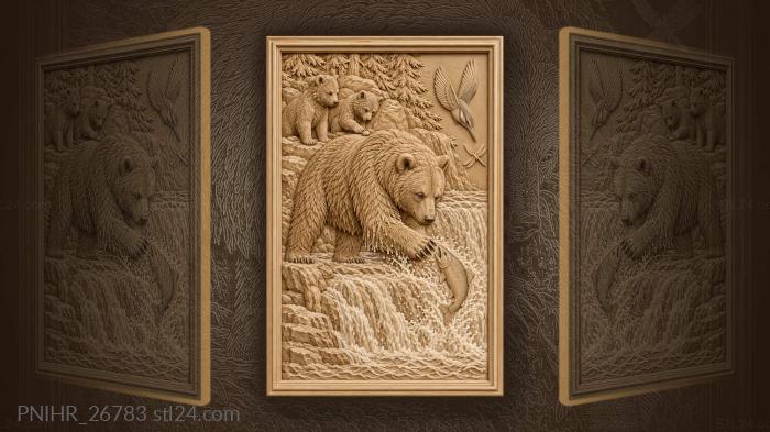 Salmon leaps past mother bear paw 3d STL model
