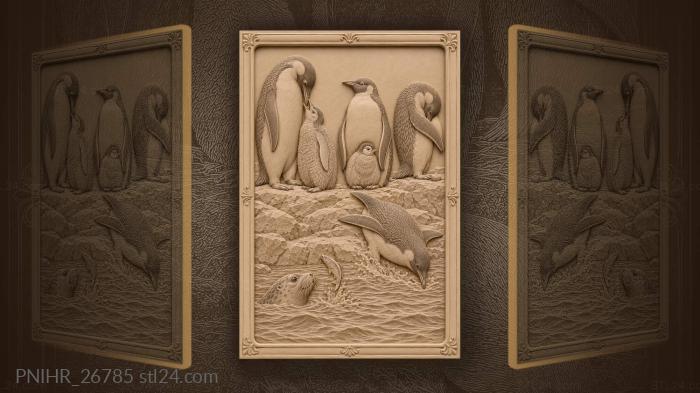 Penguin family by the sea 3d STL model