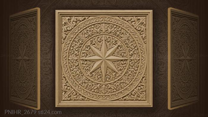 Eight-pointed star unfolds rings of foliage 3d STL model