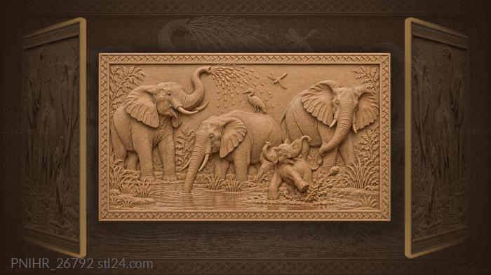 Elephants at the watering hole fun 3d STL model