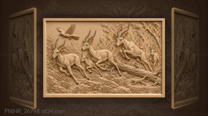 Antelope run from raging wildfire 3d STL model