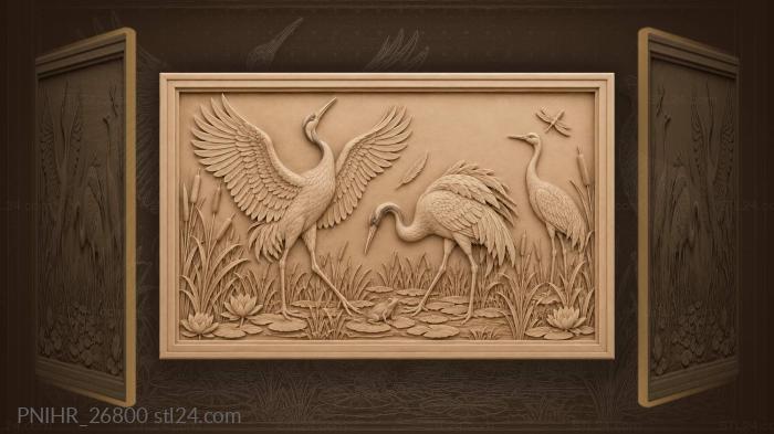 Third crane watches courtship dance 3d STL model