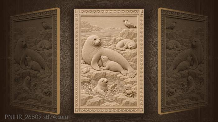 Seal family by the ocean 3d STL model