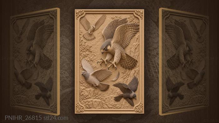 Falcon’s swift hunt for pigeon 3d STL model