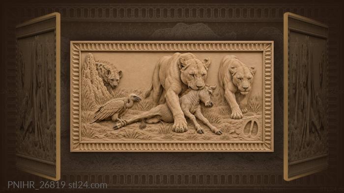 Savanna predator and prey drama 3d STL model