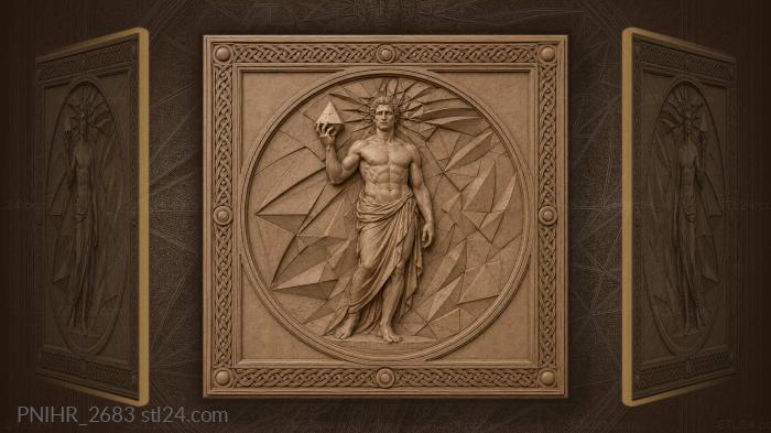 Classical figure with geometric halo 3d STL model
