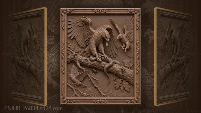 Hawk with prey and rival 3d STL model