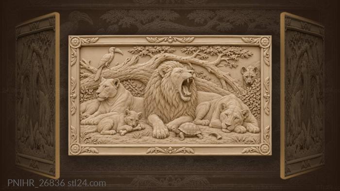 Acacia pride dozes as hyena spies 3d STL model
