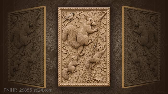 Squirrel mother with playful young 3d STL model