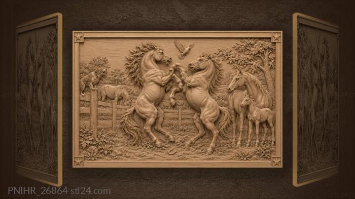 Wild horses battling for love 3d STL model