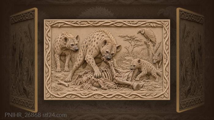 Hyenas feasting on fallen prey 3d STL model