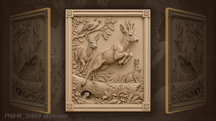 Roe deer leaps the fallen log 3d STL model