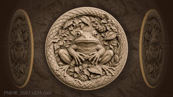 Alert frog among fish scales 3d STL model