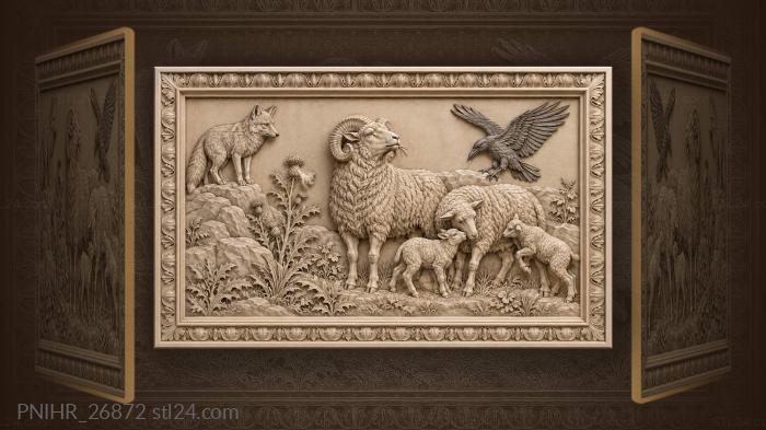 Sheep on rolling green hills 3d STL model