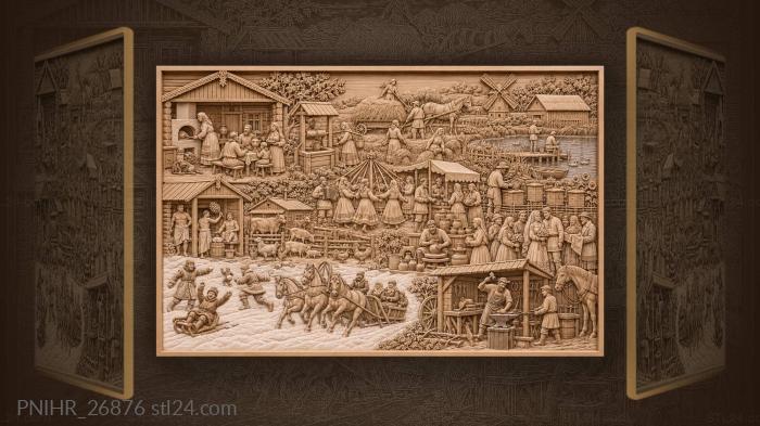 Villagers celebrate the harvest festival 3d STL model