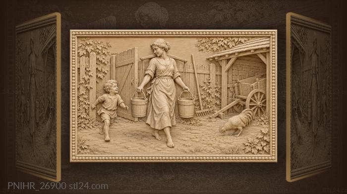 Water carrier returns home with child 3d STL model