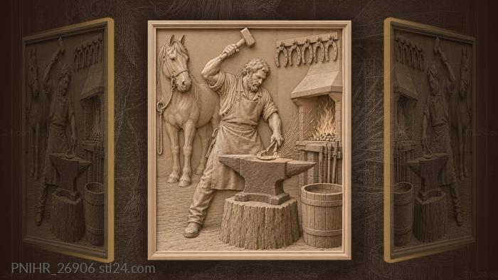 Horse tied to the wall awaits shoeing 3d STL model