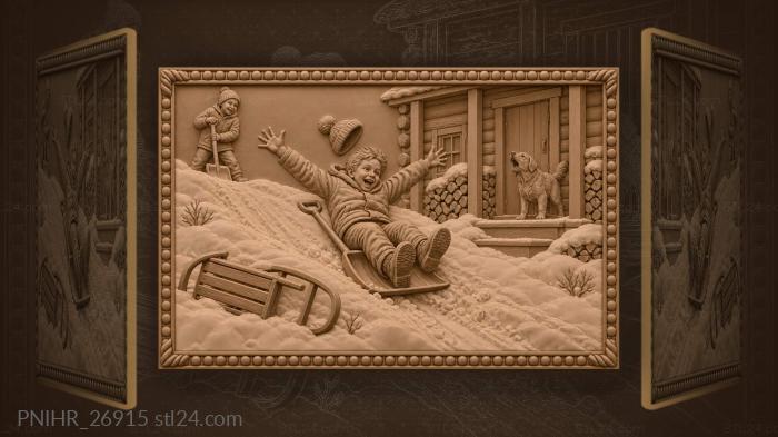Sliding down the bank on a shovel 3d STL model