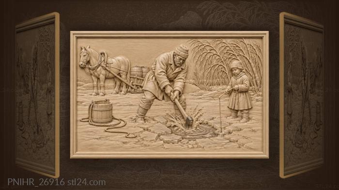 Axe cutting hole beside a child 3d STL model
