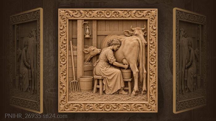 Rural life milking gentle cow 3d STL model