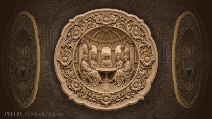 Gazebo with figures sunflower border 3d STL model