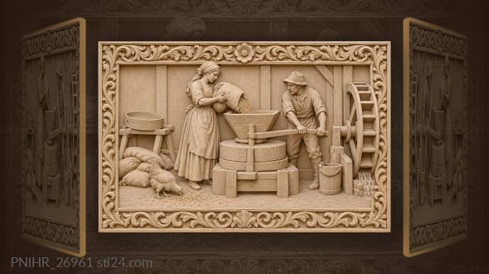 Mill life golden grain harvest 3d STL model