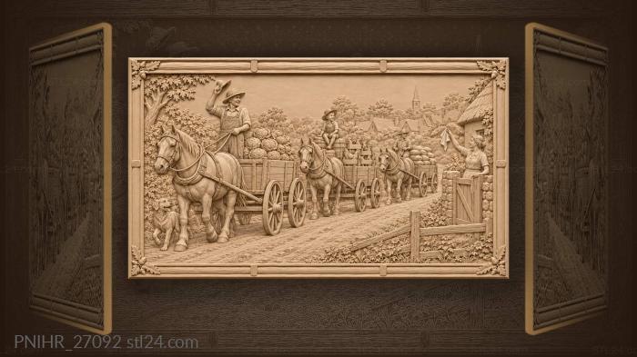 Village carts with harvest bounty 3d STL model