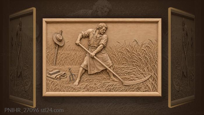 Harvestman with scythe in field 3d STL model