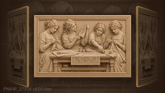 Ladies sewing with embroidery details 3d STL model