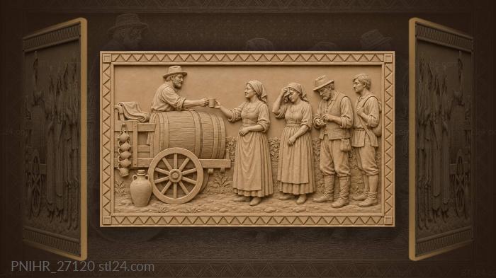Village life by the water carrier 3d STL model