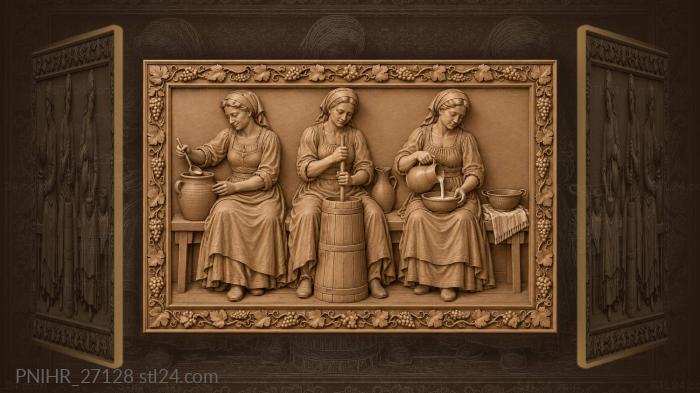 Rural life dairy farm women 3d STL model